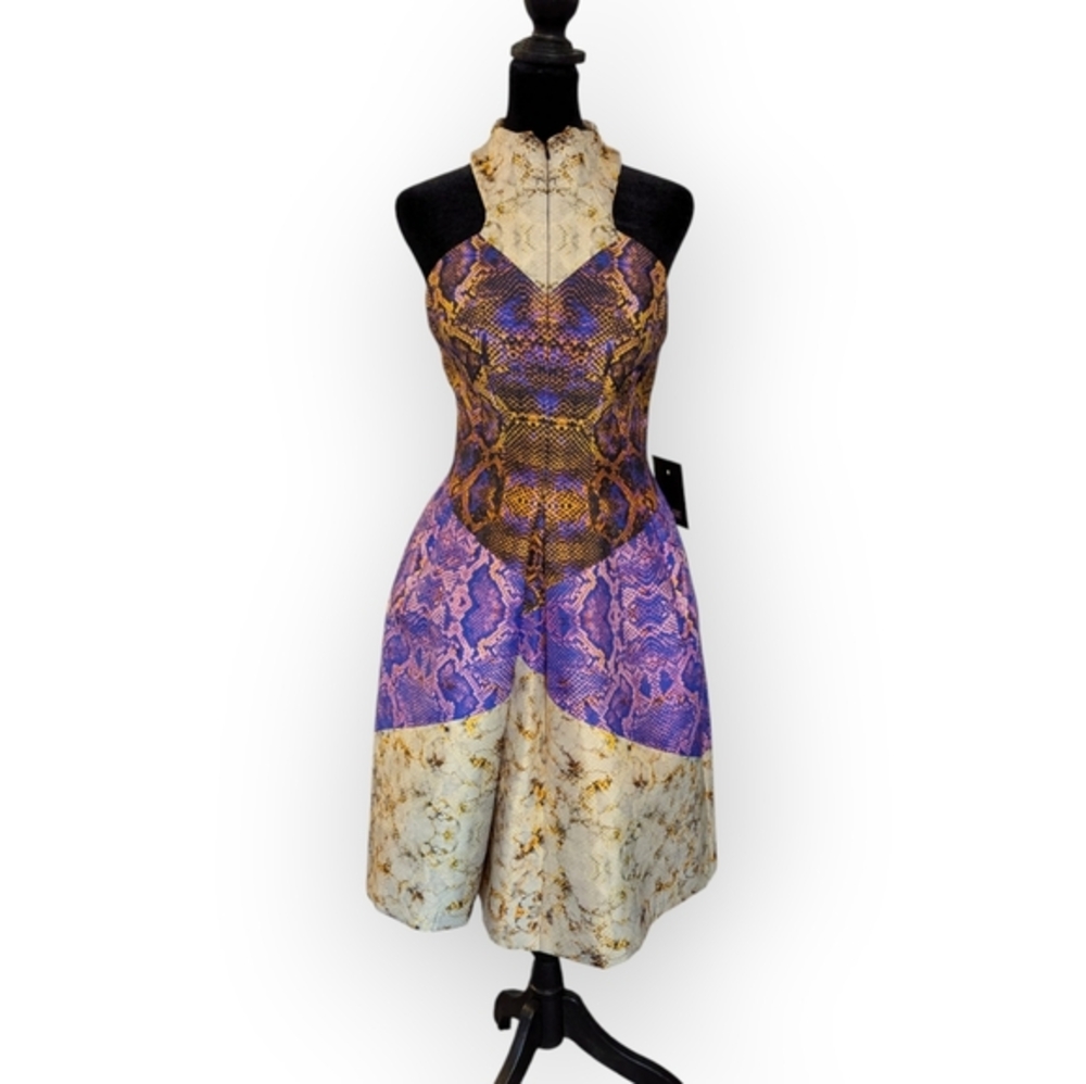 Josh Goot Snake Skin Print Racer Back Purple And Gold Dress Size Small
